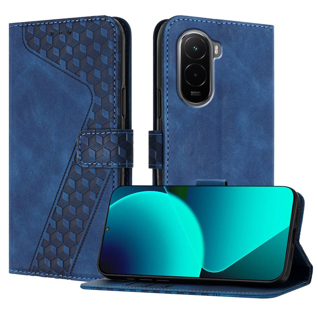For Xiaomi Poco M7 4G (169mm) Leather Case 7-Shaped Pattern Wallet Stand Shockproof Phone Cover