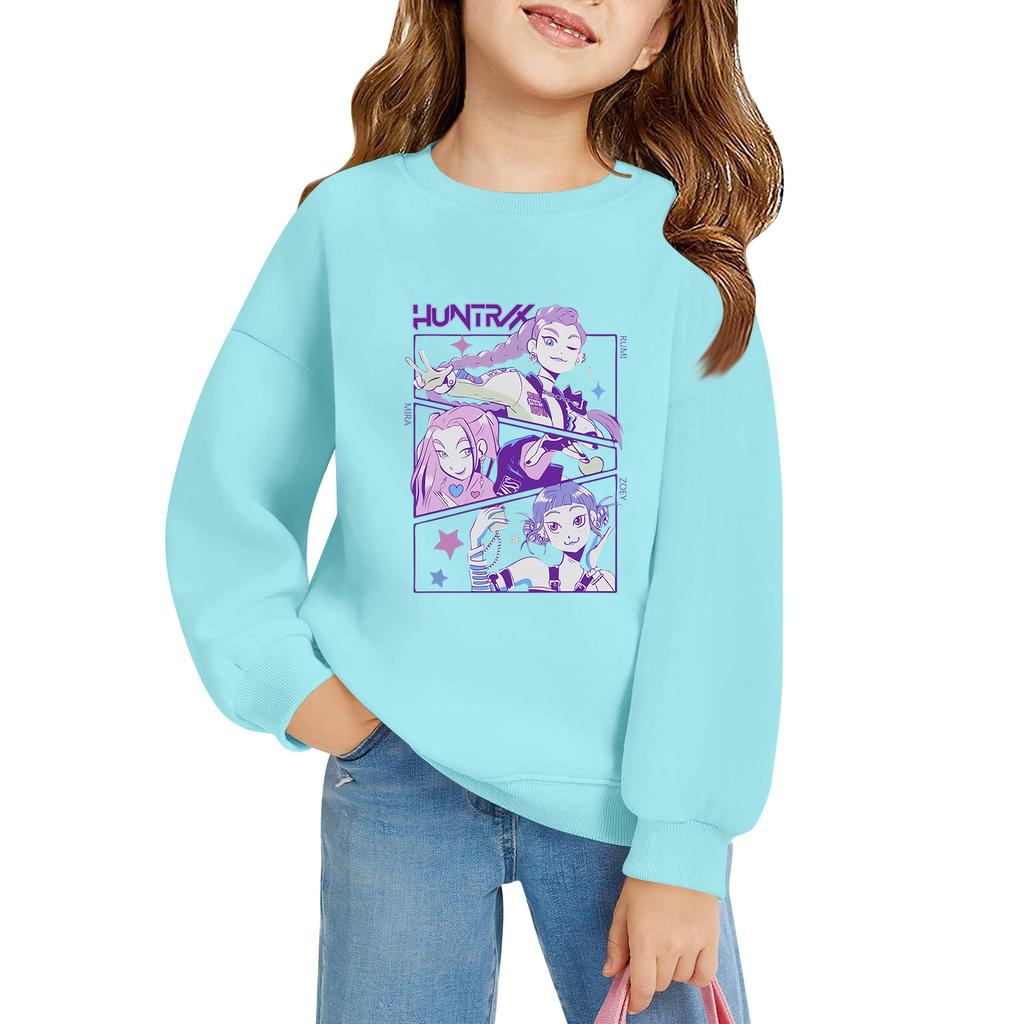 Kids' Long Sleeve Loose Pullover Letter Printed Round Neck Sweatshirt