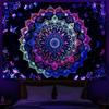 Heopapin Blacklight Tapestry Trippy Galaxy Mandala Tapestries UV Reactive Butterflies Flower Wall Hanging Tapestry for Bedroom Living Room 59.1L X