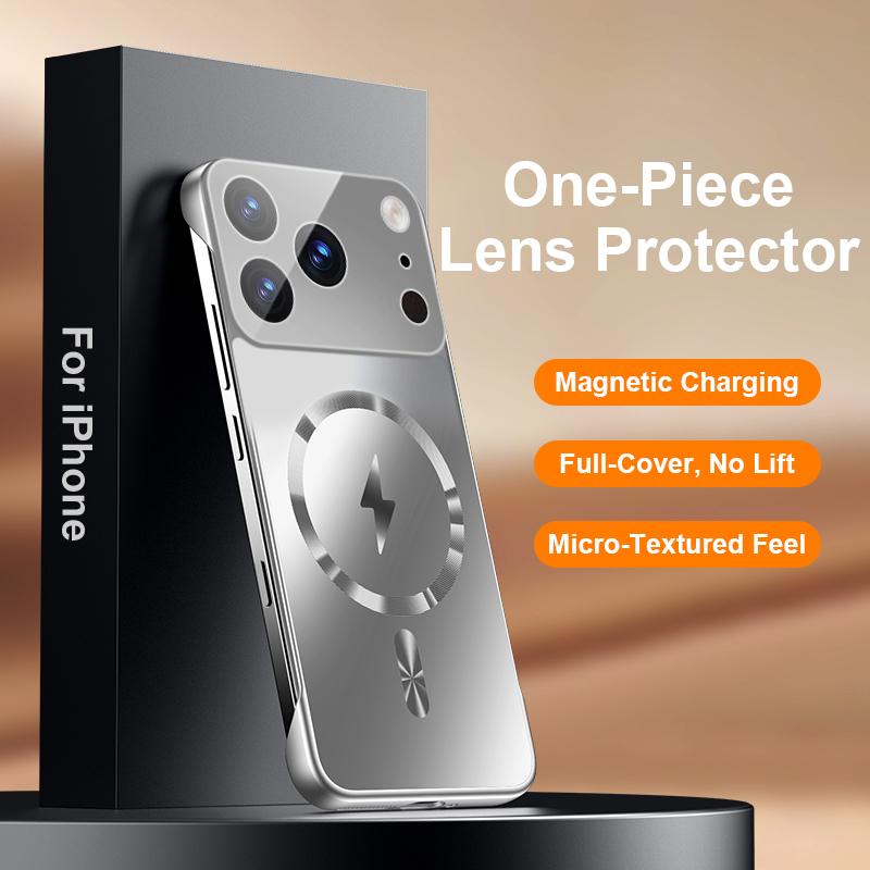Custodia Magnetica Senza Bordi Ultra Sottile Per iPhone 17 Pro Max 16 15 14 13 Pro Max 12 11 Lusso Protezione Lente Placcatura Cover Rigida in PC per Telefono