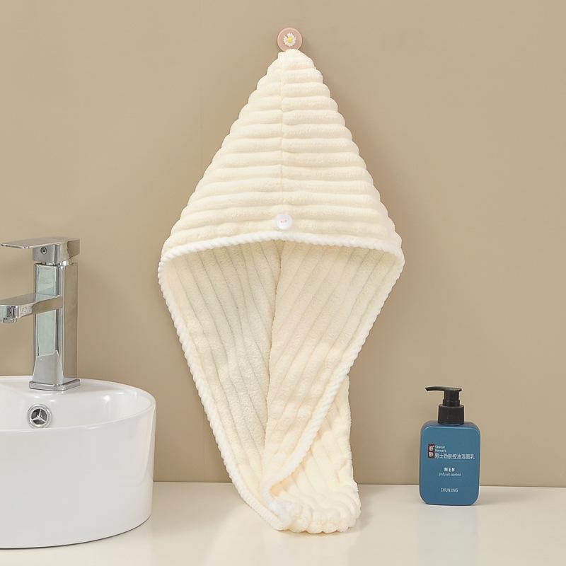 New polyester brocade coral fleece dry hair cap sleeve head towel water-absorbing quick-drying thickened spiral double-layer shower cap