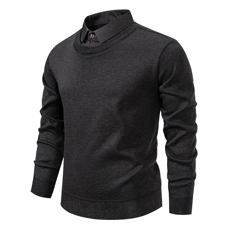 Autumn Winter Men Vintage Fleece Sweaters Men Polo Collar Pullover Men Casual Thick Sweater Men Knitwear Korean Bottomed Shirt
