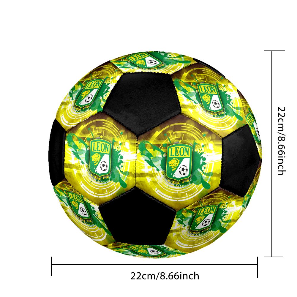 SIZE 5 León FC Soccer Ball Colorful All Ages Machine Stitched PVC Competition Ready Durable High-Bounce