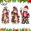 Winter Home Decorations Christmas Snowman Figurine, Resin Tabletop Decoration with Hat Scarf Pine Decorative Figurines Branches, Holiday Decor