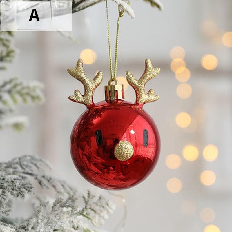 2Pcs/set Christmas Tree Ornaments Xmas Elk Decorations Ceiling Pendants Hanging Christmas Balls Cute Deer Head Decorations