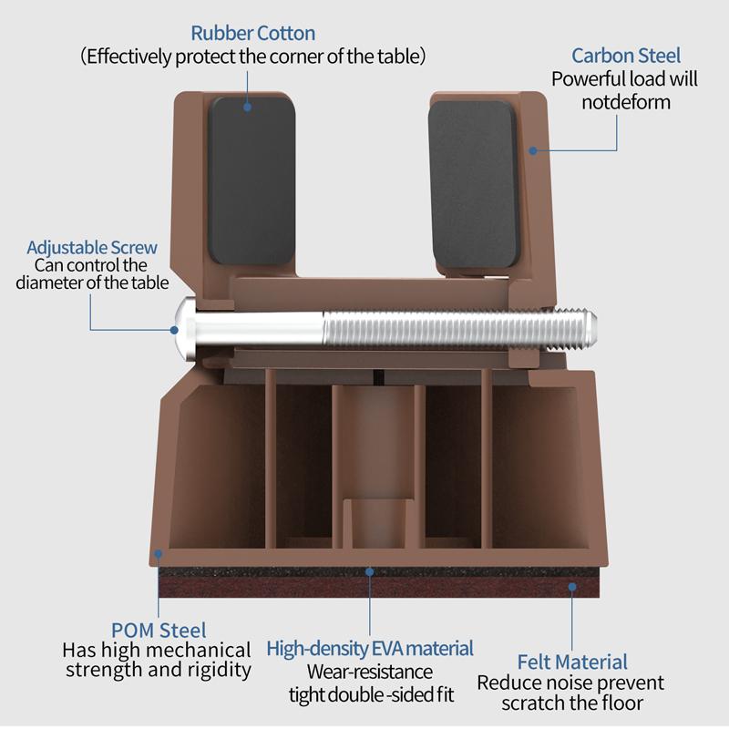 4PCS Adjustable Furniture Leg Risers Bed Foot Pads with Screw Clamp Heavy Duty Square Round 52 102mm Sofa Table Chair Leg Risers