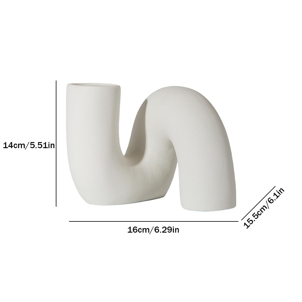 Mehrzweck-Weiße Keramikvase Verdrehte Rohrform Moderne Vase Rohrförmige Keramikvase für Wohnzimmer/Hochzeit/Büro/Dekoration