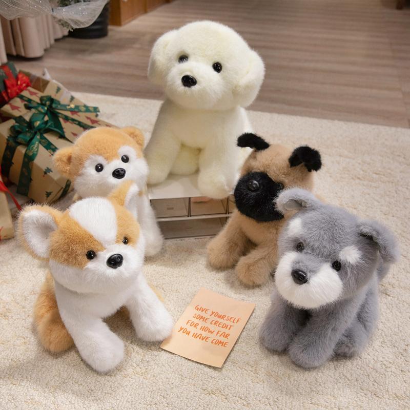 1Pc Lovely Teddy Chihuahua Schnauzer Bulldog Corgi Peluche Toy Stuffed Soft Animal Dolls Kawaii Puppy Toy Decoration