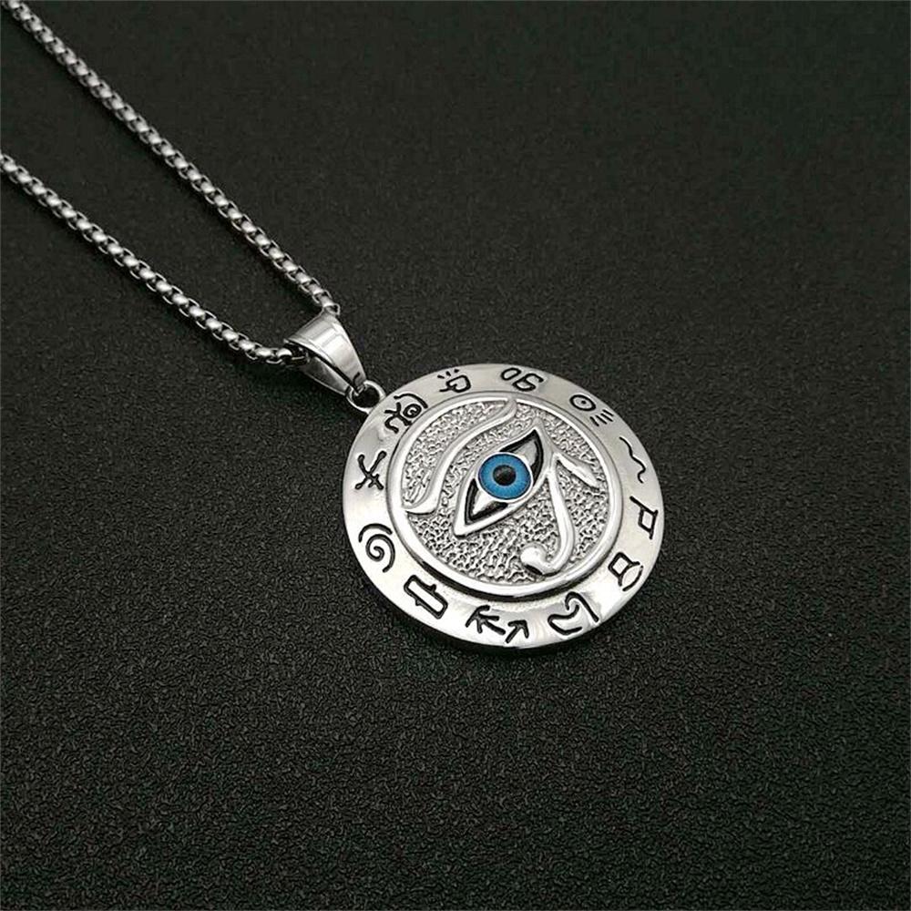 Ägyptisches Auge des Horus Anhänger Gold Silber Farbe Edelstahl Rundes Halskette für Männer Frauen Altes Ägypten Schmuck Geschenk 2025