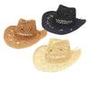 Fashion Summer Straw Cowboy Hat Handmade Weave Straw Hats, Sun Protection for Vacation Festival