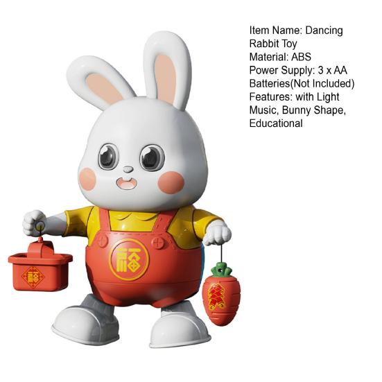 Electric Dancing Rabbit Toy with LED Light Music Toddlers Easter Bunny Walking Toy Boys Girls Tummy Time Interactive Crawling Animal Toy