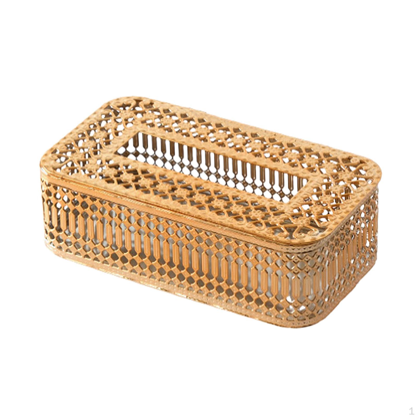 

Tissue Box Cover Container Iron Art Rectangle Facial Paper Napkin Holder for Bar Home Style A