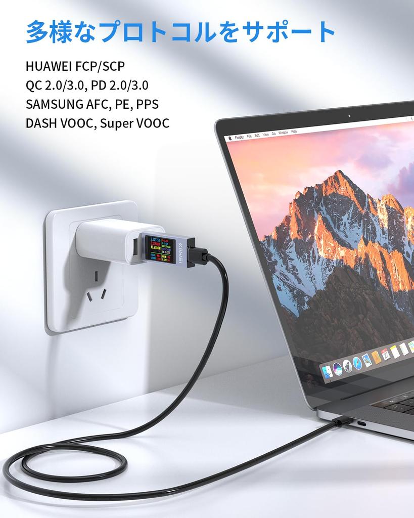 YEREADW Dwukierunkowy miernik mocy USB C z testerem multimetru prądu i napięcia z krzywą, metalowa obudowa, amperomierz, tester USB-C, wyświetlacz Type-C, 4-30V