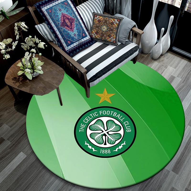 Celtic FC Round Area Rug,Carpet Rug for Living Room Bedroom Sofa Playroom Decor,Non-slip Floor Mat