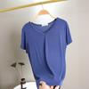 Damen V-Ausschnitt Kurzarm T-Shirt Lockerer Schnitt Pendler Freizeit Oberteil Einfarbige Modal Knitterfest Basis Layering T-Shirt Für Frühling Sommer Tägliche Kleidung
