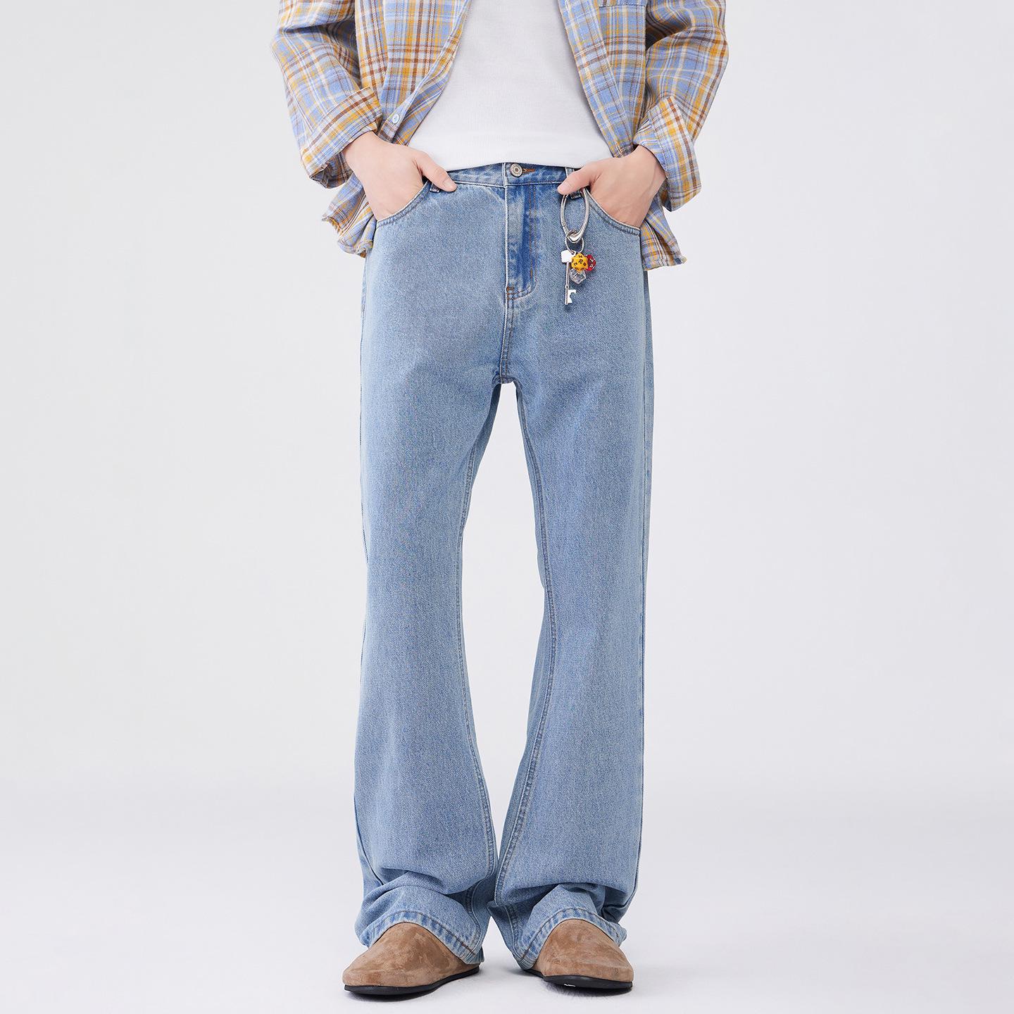 

Мужские джинсы микро-клеш с широкими штанинами в стиле ретро, вываренные синие - Коллекция Осень/Зима 2025 2XL синий