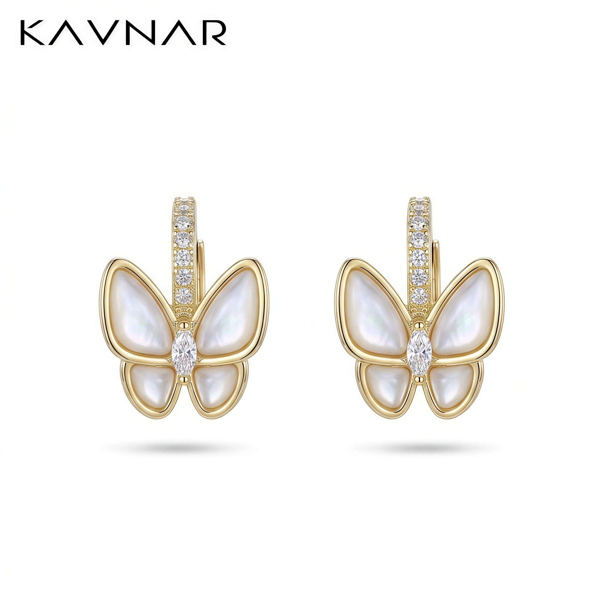 Butterfly Huggie Hoop Earrings for Women 14K Gold Plated Brass Mother of Pearl CZ Dainty Nickel-Free OEM Custom