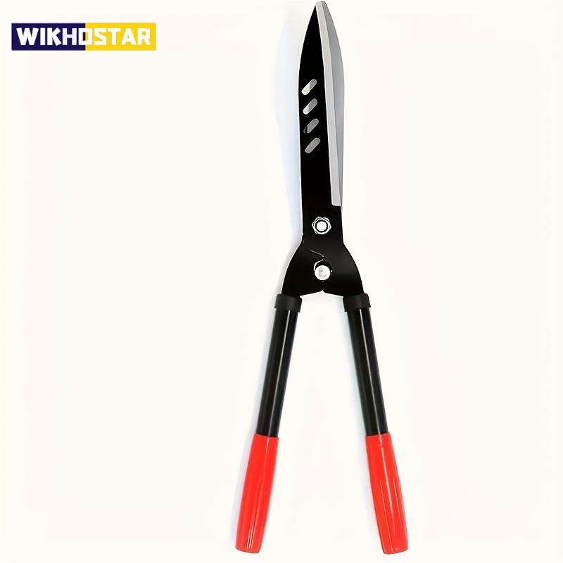 Heavy Duty Manganese Steel Gardening Scissors with Ergonomic Iron Handle and Red Grip - Portable Lawn, Hedge, Fence, Holly