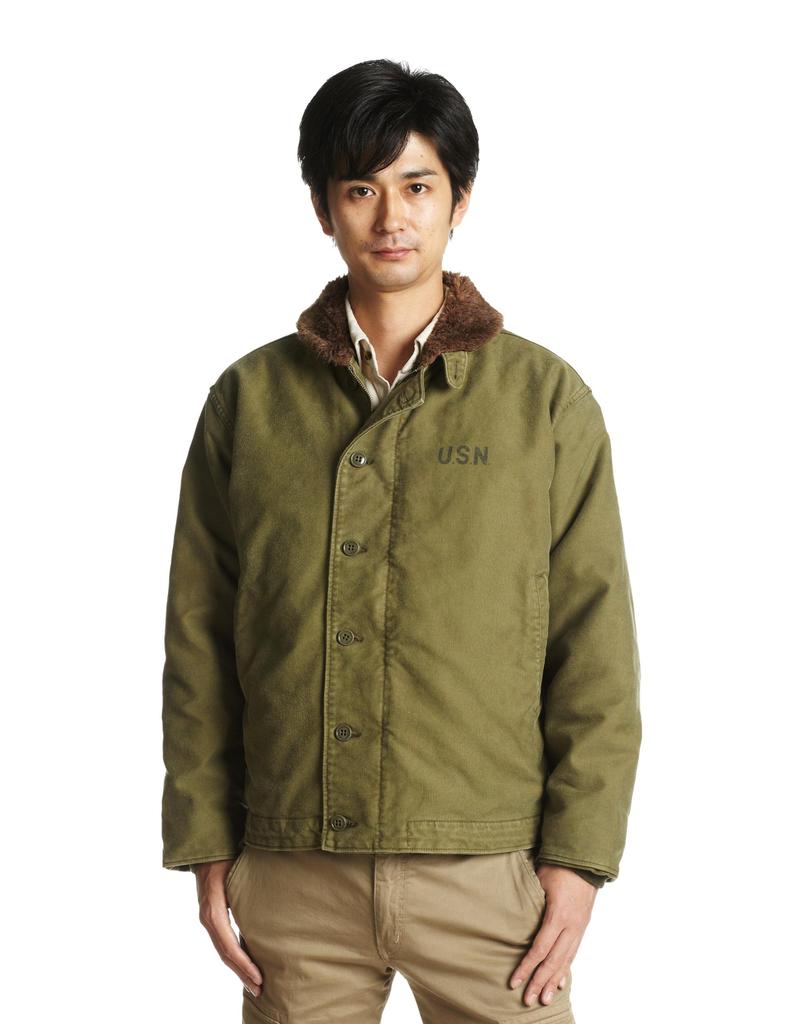HOUSTON USED WASH DECK Jacket Military Jacket OLIVE DRAB Olive Drab 38 (Houston) N-1 5N-1UD