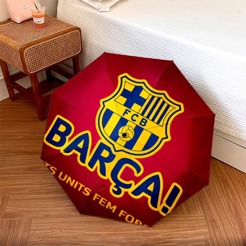 FC Barcelona  Pattern, Automatic Folding Umbrella, Portable and Foldable Design, 8 Ribs, a Christmas or Birthday Gift.