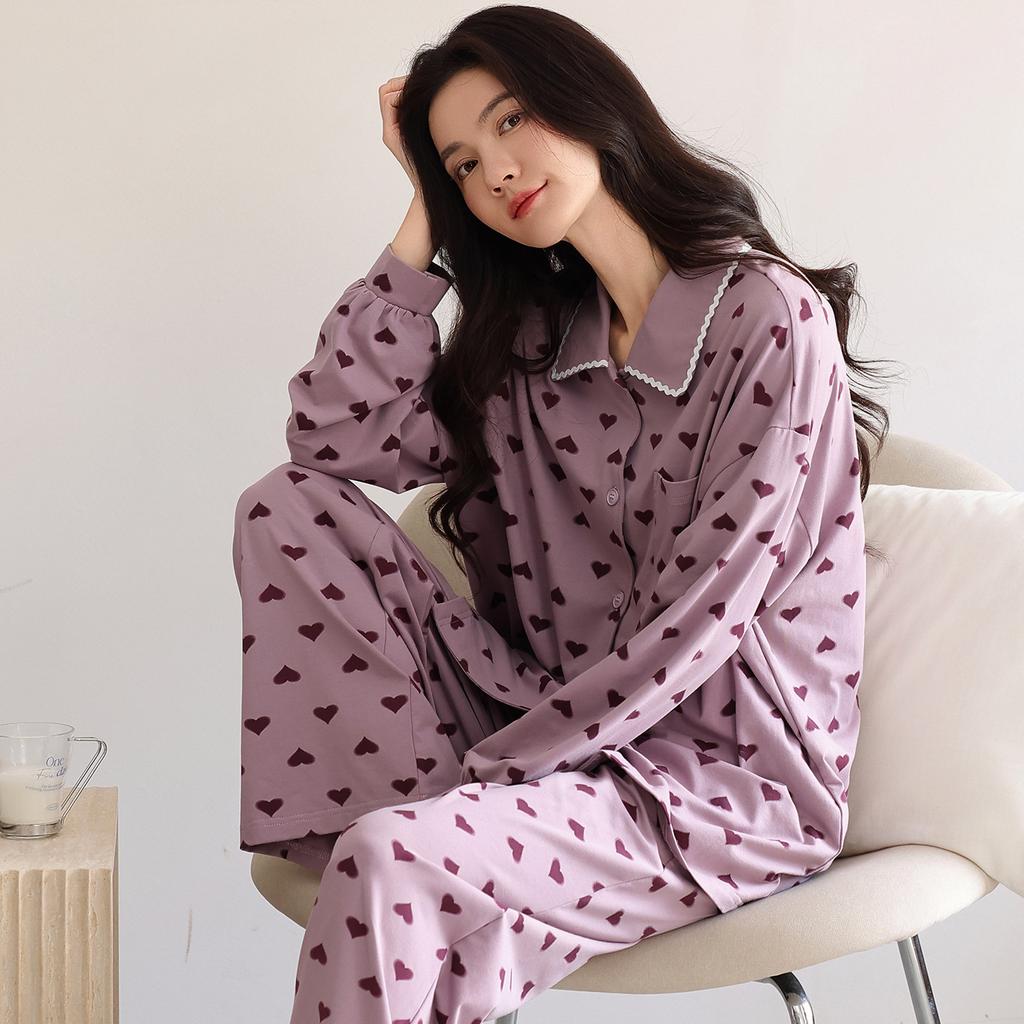 Pajamas Women's Spring and Autumn Pure Cotton Long-sleeved Autumn New Large Size Casual High-end Autumn and Winter Cotton Loungewear
