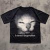 Funny Y2k Silly Cats Print Cotton Tshirt 90s Retro Kitten Vintage Graphic Tee Gift For Cat Lovers Meme Tshirt Men Women Tops