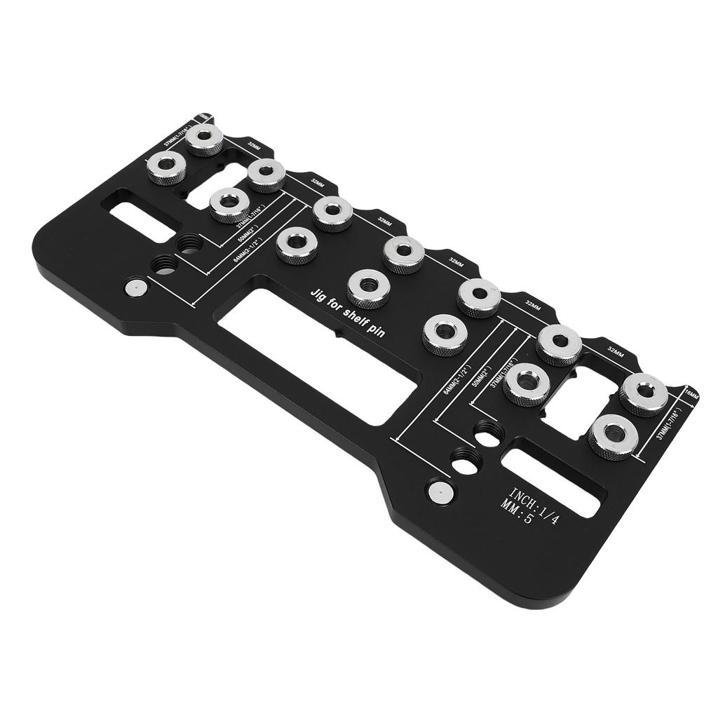 Shelf Pin Drilling Jig Multifunctional Aluminium Alloy Cabinet Hardware Jig Tool for Woodworking