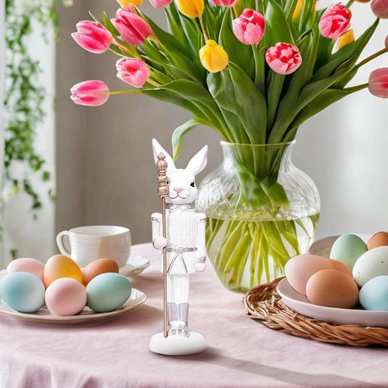 Osterhasen-Figur Schreibtisch-Osterhase Statue Mit Zepter Harz Hase Tier Skulptur Frühling Kreative Tischdekorationen