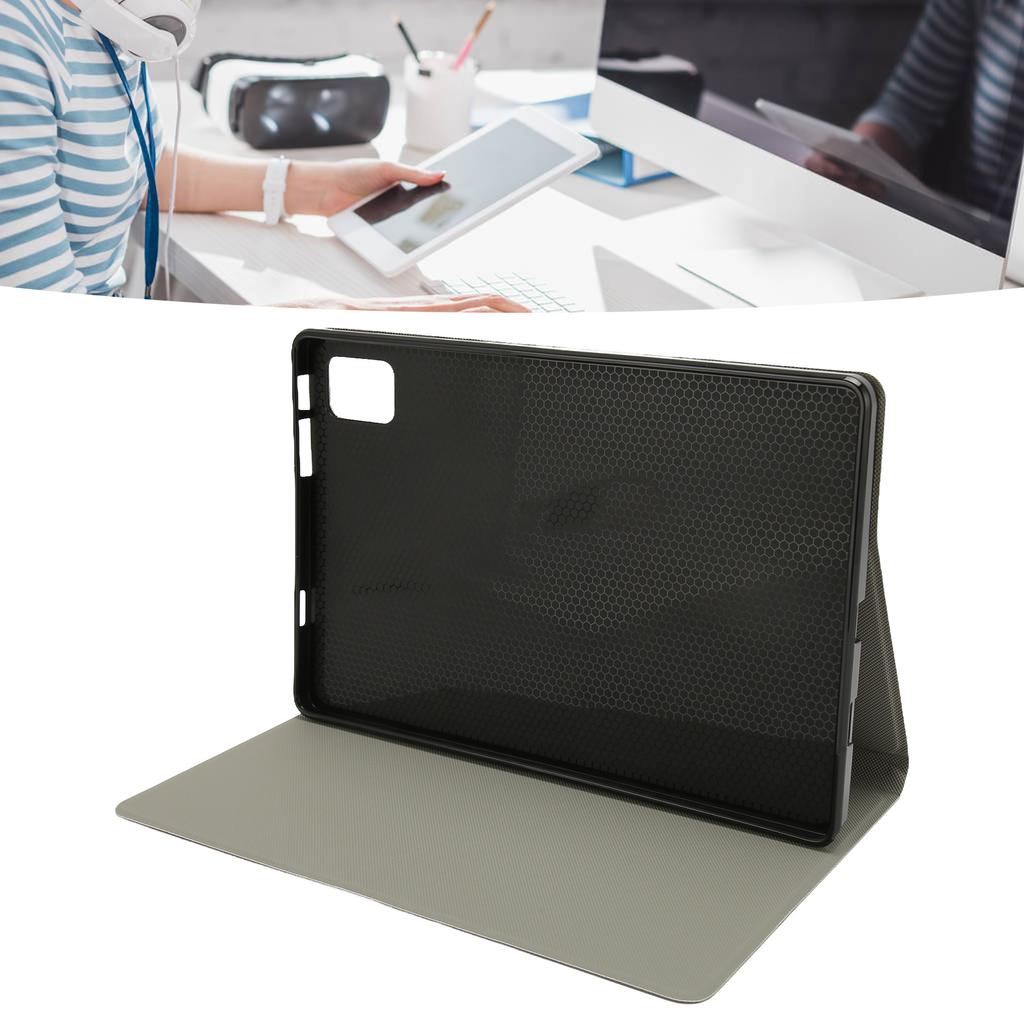 Étui pour Tablette Tab 12 Réglage Multi-Angles Trous Couverture de Tablette en Cuir PU Anti-Chute