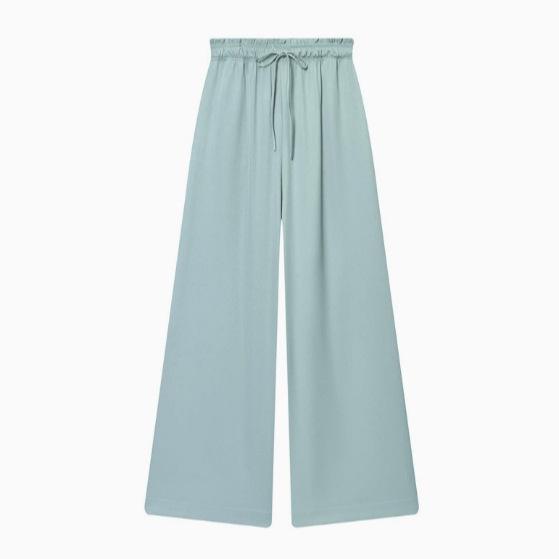 European American Women's Stylish Long Sleeve Top & Wide Leg Pants Set