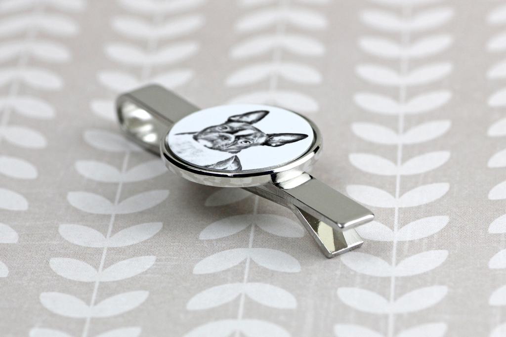 Boston Terrier, American Gentleman – Tie Clip with a Dog, Personalized Tie Clip | Art-Dog