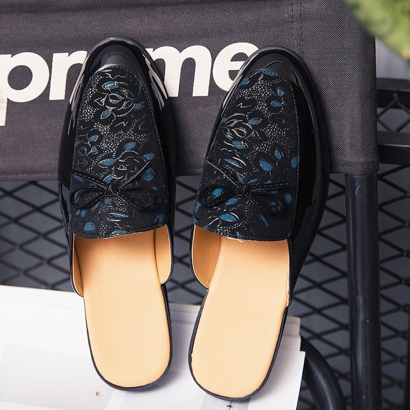 Módní Italská Luxusní Značka Návrhář Pánská Ležérní Potištěná Kožená Business Nadměrná Velikost 37~45 Pánské Polobotky Muly Pánské Bílé Pantofle