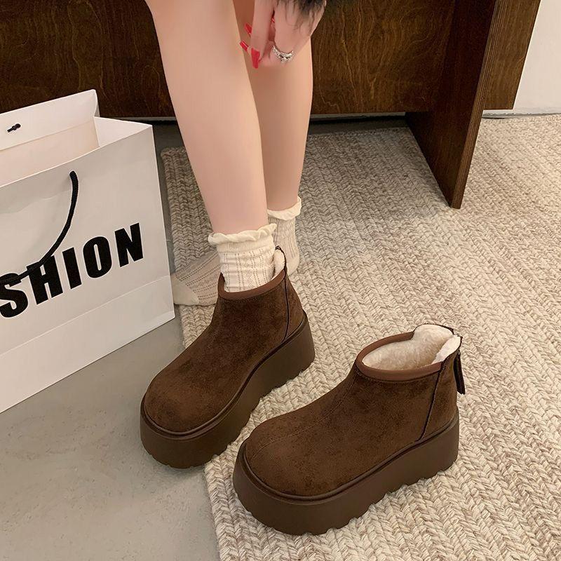 Warm Thickened Snow Boots Women's Velvet Birkenstocks Heightening Light Luxury Short Boots Winter Northeast Cotton Shoes