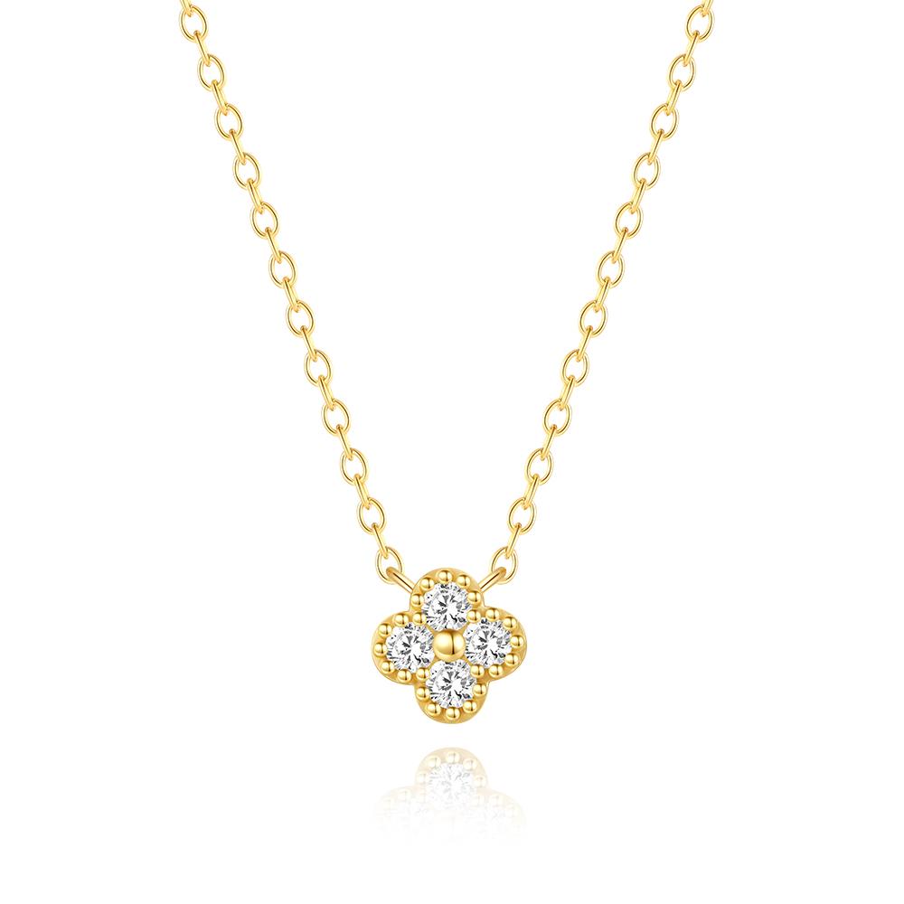 Aide Plata Real 925 Sterling Silver Lucky Lady Necklace European And American Four-leaf Clover Chain Necklace Turquoise Necklace