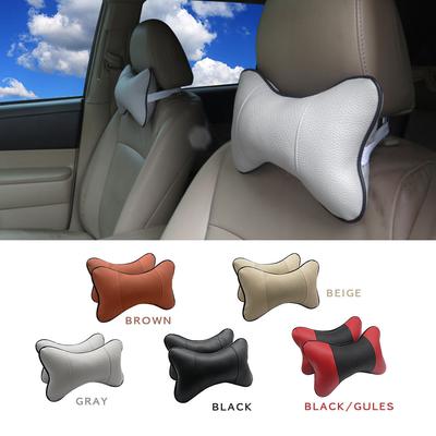 Car Seat Headrest Covers Car Leather Breathable Safety Pillow Auto Car Universal Head Neck Rest Pillow Pad For Car Travel Pillow