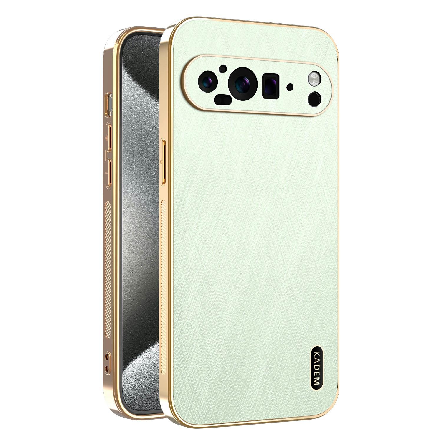

KADEM Чехол для Google Pixel 9 Pro Гальваническое покрытие Шелковистая текстура ПУ+ТПУ Задняя крышка для телефона Green