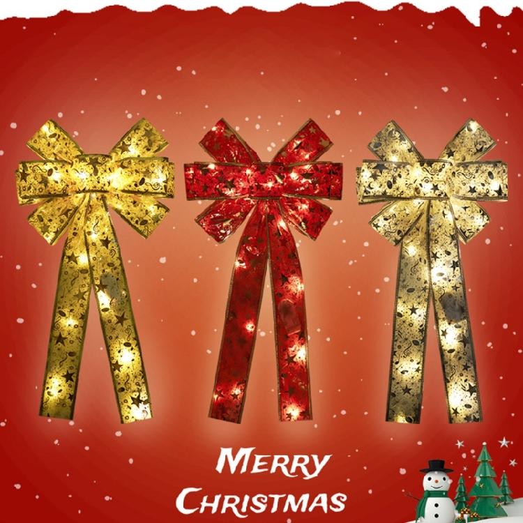 Weihnachtsschleife mit LED-Licht Baumfest Feiertagsparty Dekorationsmaterialien