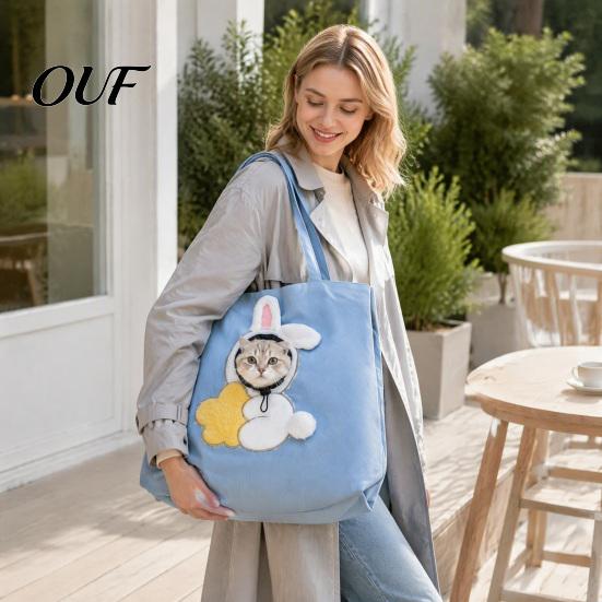 Breathable Canvas Pet Carrier Cat Purse with Head Hole, Tote, Cute for Cats Dogs Bee Dinosaur Bunny Shoulder Bag Puppies Small Mall