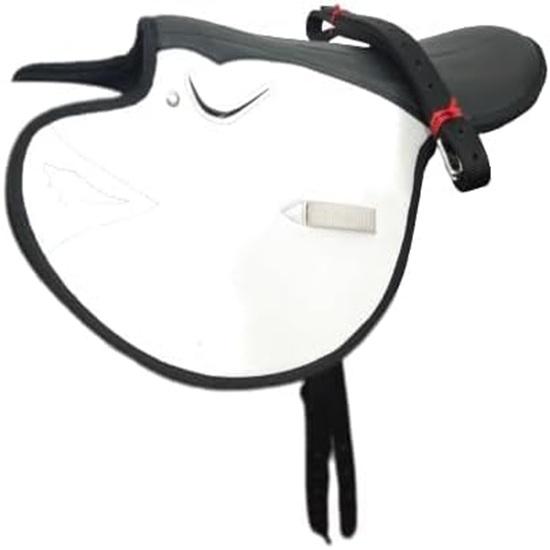 

Black & White Synthetic Exercise Race Horse Saddles with Stirrup . 14 Inch как