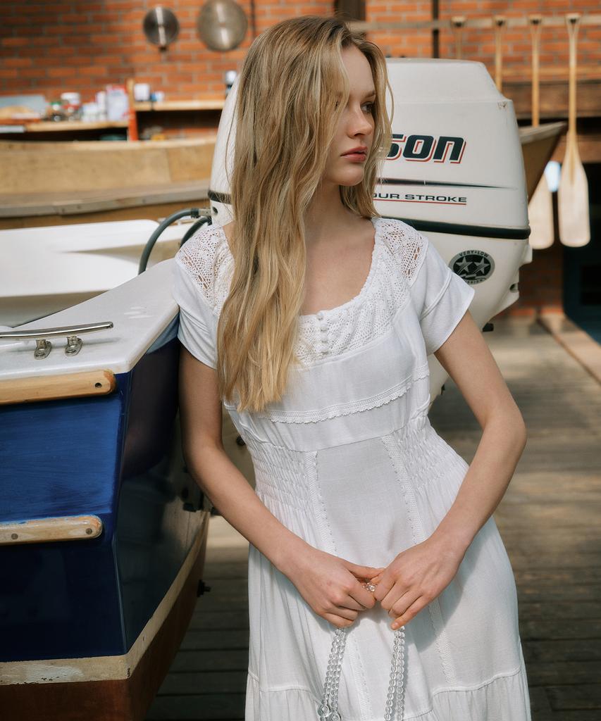 Green Butter Prairie 2-Way Dress (Ivory)