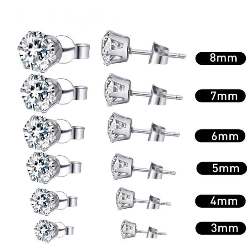 Stainless Steel Ear, Nose, Navel Piercing Tool Set with Zircon Studs