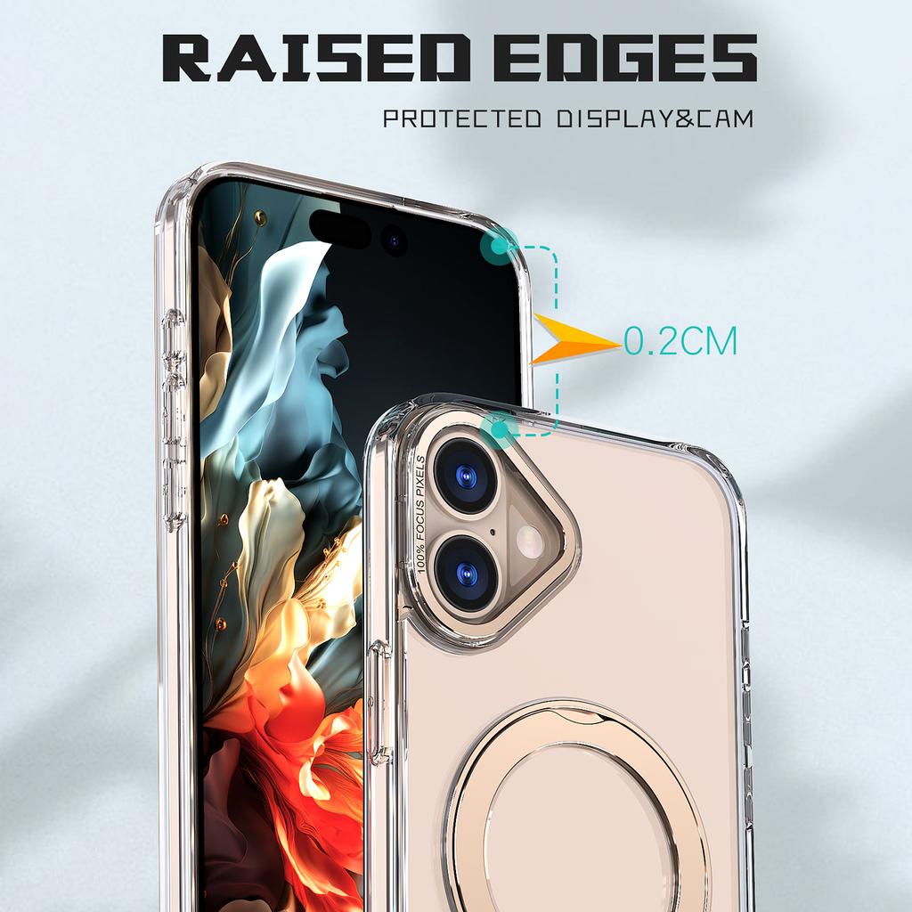 For iPhone 16 Plus Case Compatible with MagSafe TPU+Acrylic Kickstand Phone Cover