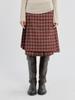 Opish Layered Check Pleats Wrap Skirt, Red