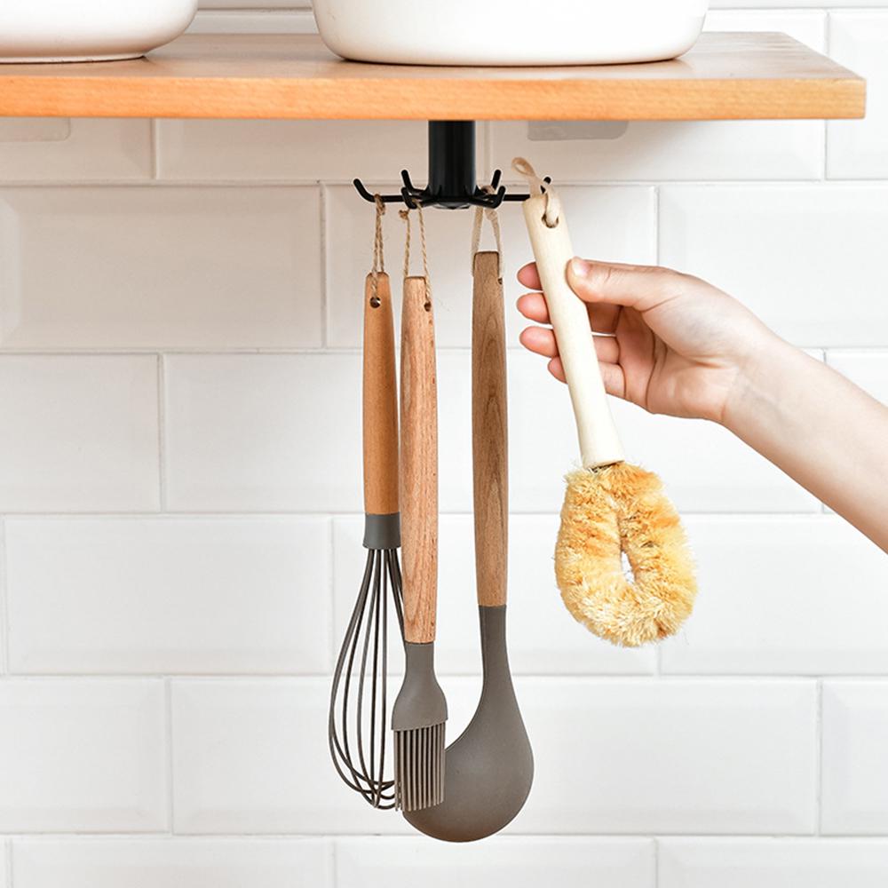 360 Degree  Rotating Utensil Rack Hook Holder Wall Kitchen Tool Storage Holders for Bathroom Cabinet Hanging Organizer