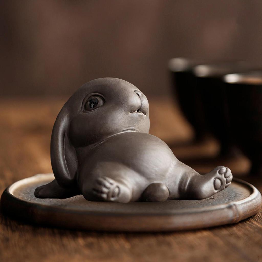Figurine Bunny Statue Animal Sculpture Collectibles Tea Table Decor Ornament for Office Bedroom Home