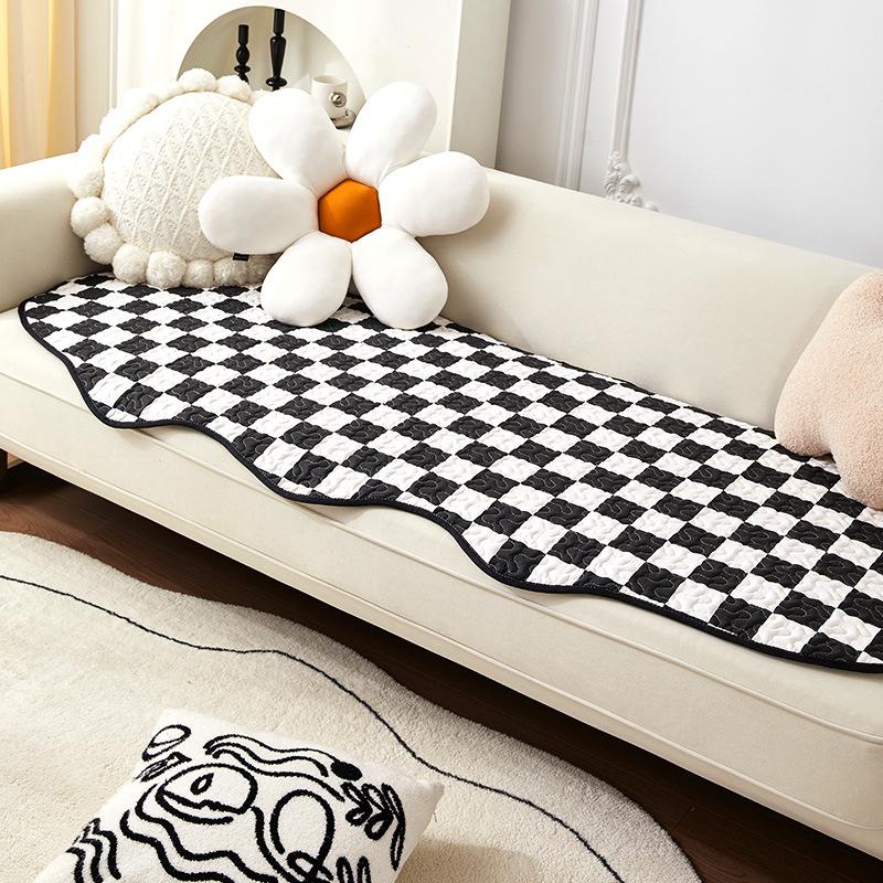 

Простая диванная подушка специальной формы в скандинавском стиле, нескользящая модная подушка в клетку в клетку «Шахматная доска», универсальный чехол для дивана на четыре сезона, утолщенный чехол 80*90cm