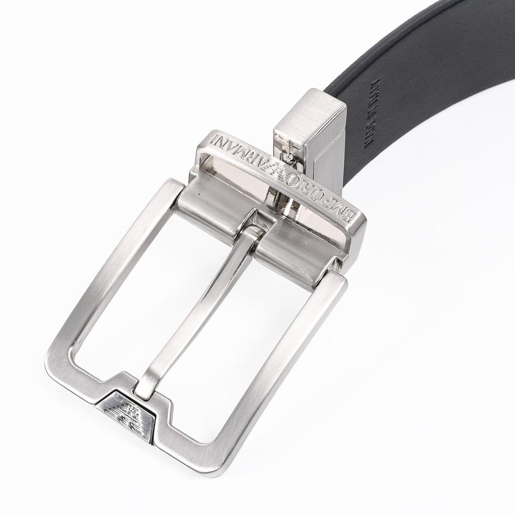 Emporio Armani Belt, 3.5cm Wide, Eagle Embossed, Compatible with the Stringa System, Reversible, Men's, Dark Blueblack, Y4S502 Y221E 88017, Leather,