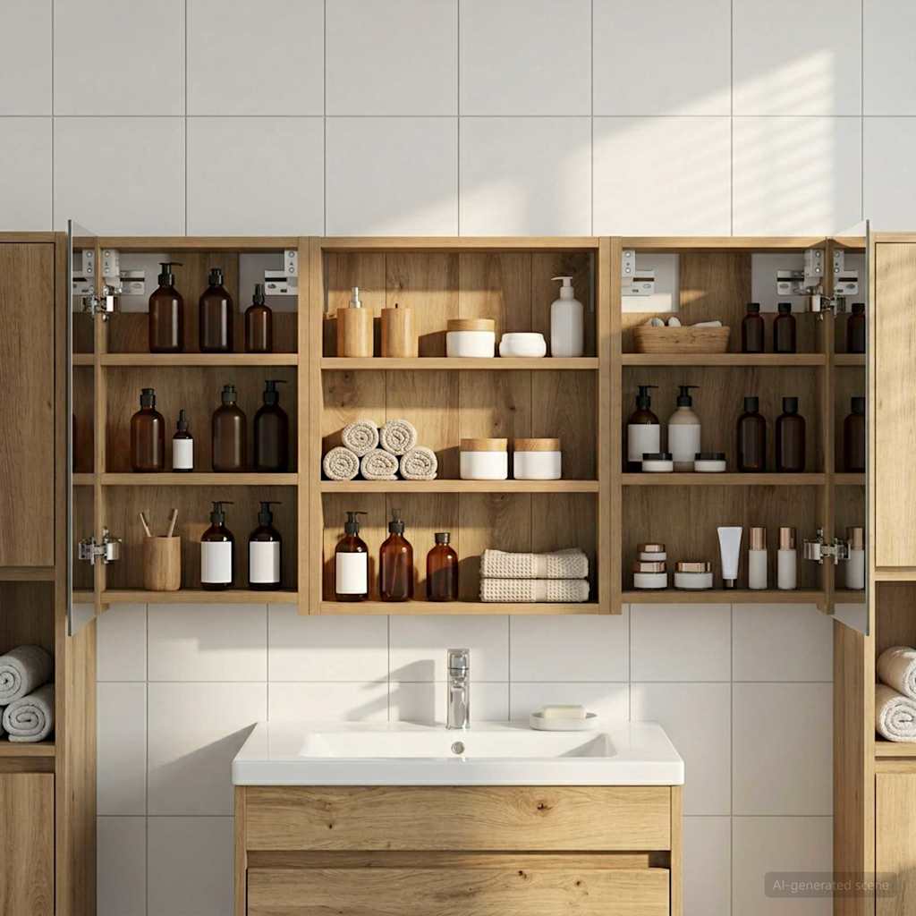 Bathroom Cabinet Set 3 Pcs 100 X 10.5 X 50 Cm Engineered Wood
