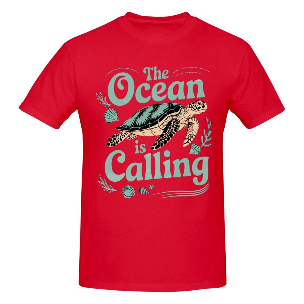 Unisex The Ocean Is Calling Turtle Lover Sea Thermal Fun T Shirt Streetwear Plus Size Cotton Custom Sleeve Shirts