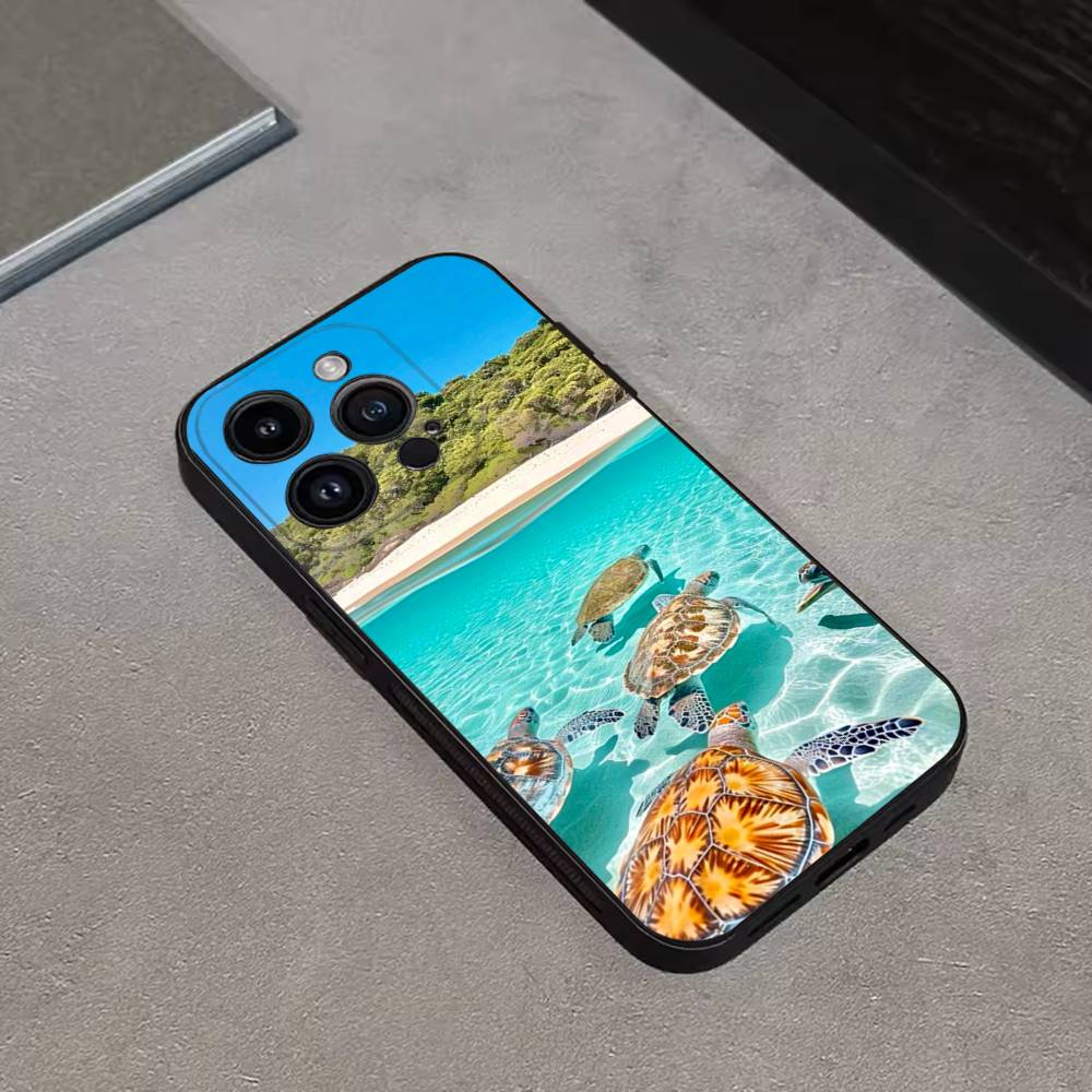 

Deep sea turtle dolphin Phone Case For iPhone 17,16,15,14,13,12,11 Plus,Pro Max,XS,X,XR,SE,Mini,8,7,Soft Silicone Black Cover iPhone12